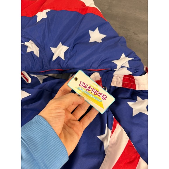 Tipsy Elves Ski Suit Mens L American Flag USA Stars Stripes One Piece Snow Suit - Picture 4 of 9